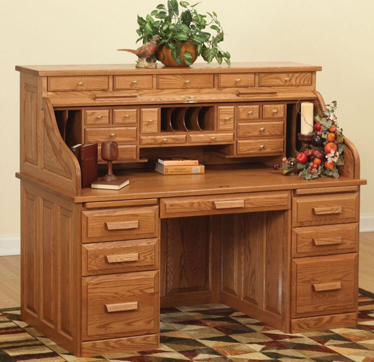 Traditional Roll Top Desk Desk Hutch, Roll Top Desk Buckeye Amish