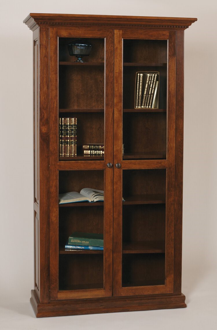 Classic Bookcase Full Length Glass Doors Buckeye Amish Furniture