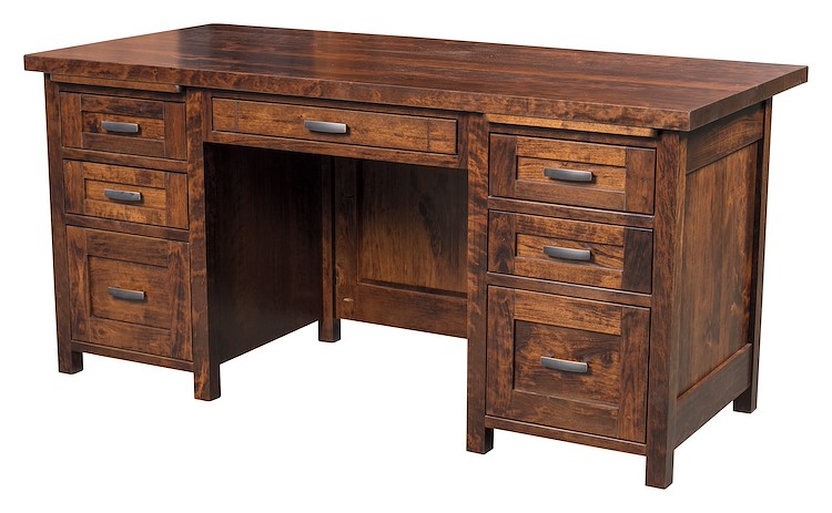 #43245: Double Pedestal Desk shown --- Rs Cherry finished with Asbury: OCS-117