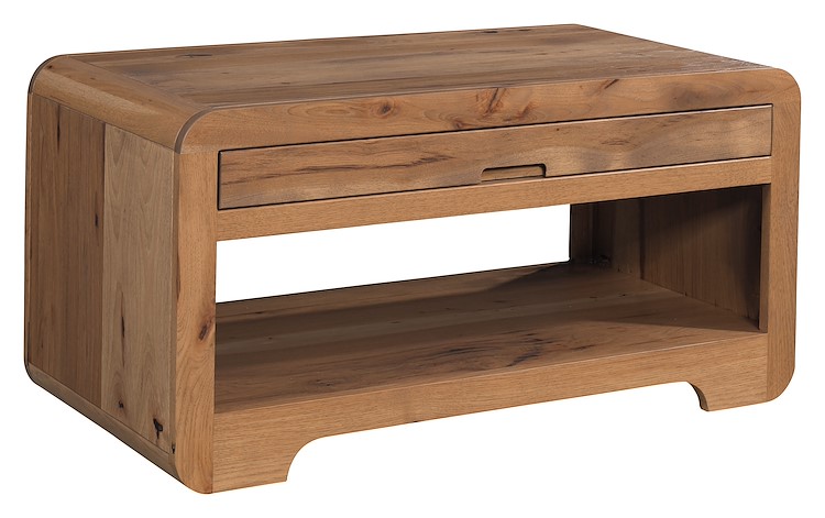 #43299: Coffee Table - 38 Wide - 1 Drawer shown --- Rs Hickory finished with Tundra: OCS-133