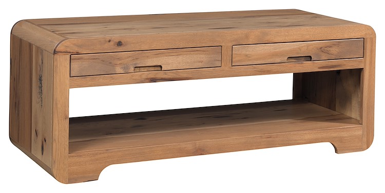 #43300: Coffee Table - 48 Wide - 2 Drawer shown --- Rs Hickory finished with Tundra: OCS-133