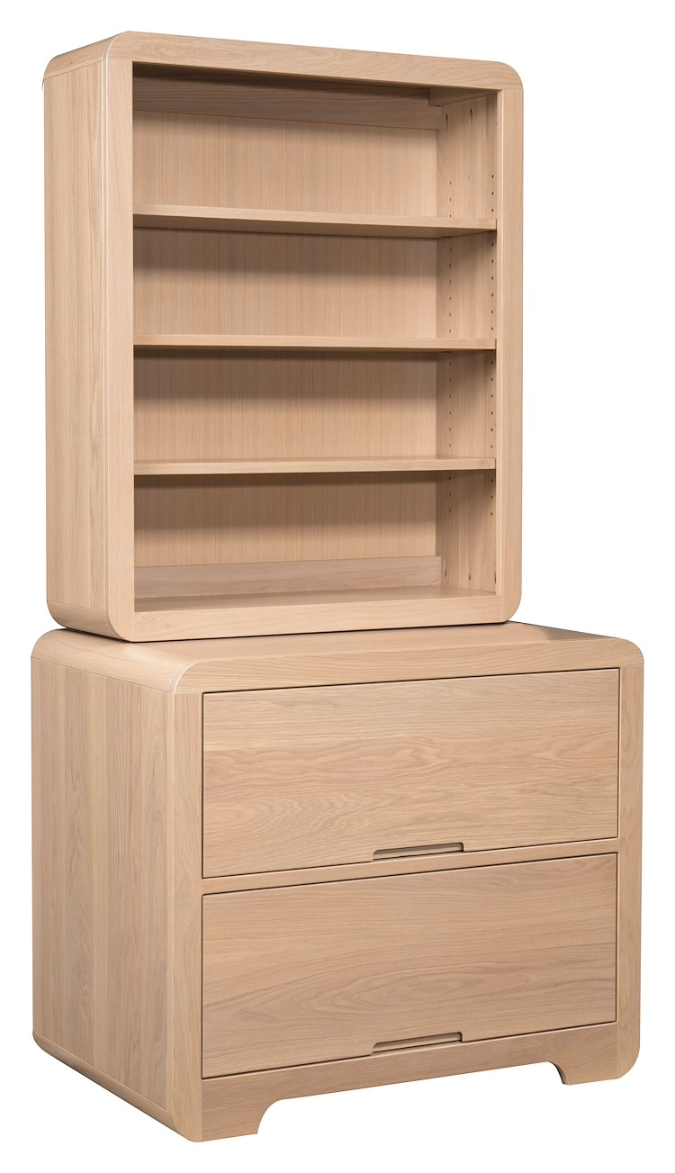 #43317: Base with Bookcase Top shown --- White Oak finished with Latte: OCS-138