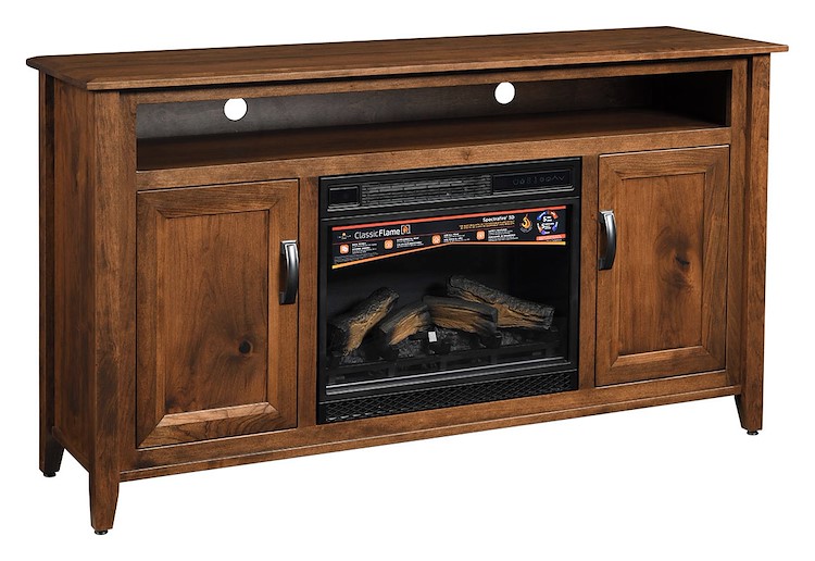 #43576: TV Stand with Fireplace shown --- Rs Cherry finished with Cappuccino: OCS-119