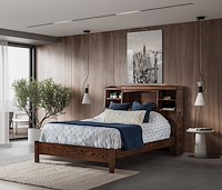 #17555: Bed - with low footboard - Queen shown --- Room Setting Shown  --- Oak finished with Earthtone: FC-40592