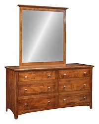 #19906: Mirror - 42" shown with #10623: Dresser - 62"  --- Br Maple finished with Vintage Antique: FC-17882