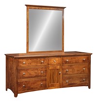 #19906: Mirror - 42" shown with #10625: Dresser - 72"  --- Br Maple finished with Vintage Antique: FC-17882