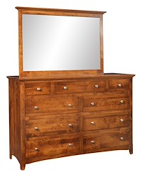 #19907: Mule Chest Mirror - 52" shown with #10627: Mule Chest Base  --- Br Maple finished with Vintage Antique: FC-17882