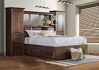 #20440: Headboard Only - Queen shown with #31605: Queen - 6 drawers  --- Oak finished with Earthtone: FC-40592