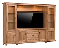 #20466: 67" Tv Opening shown --- Shown with optional drawer in VCR Opening --- Br Maple finished with Granola: D22N11322
