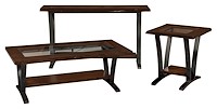 #20615: Occasional Tables shown --- Cherry Live Edge Top - Shown with Metal Base - Black Powder coat --- Cherry finished with Coffee: OCS-226