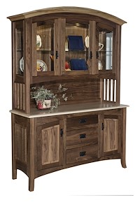 #20725: 3-Door Hutch-60 Wide shown --- Body in Walnut / Tops- Wormy Maple - all with Natural stain color