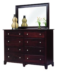 #2526: High Dresser Mirror shown with #2525: High Dresser  --- Shown with premium Finish  --- Br Maple 