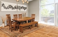 #25923: Colebrook Trestle Table shown --- Room Setting with Colebrook Chairs and Bench