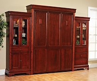 #2594: Louis Phillipe Wall Bed shown --- Shown with Bookcases on both sides --- Cherry 