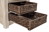#26052: Heidi Cabinet Table shown --- Shown with Dark basket drawers featuring soft close slides