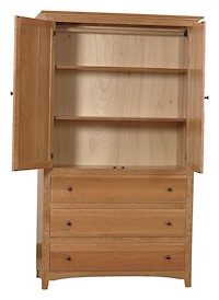 #2630: Armoire shown --- Shown open  --- Cherry finished with Natural: OCS-100