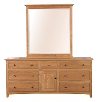 #2634: Mirror - 43" shown with #2640: Triple Dresser  --- Cherry finished with Natural: OCS-100