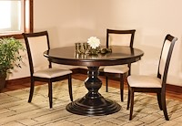 #26380: Kingsley Single Pedestal Table shown --- Room setting shown with Kimberly Chairs