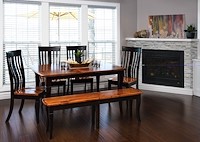 #26405: Newbury Leg Table shown --- Room setting shown with Newbury bench and chair