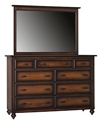 #27637: Mirror - 50 Wide  shown with #27636: Mule Chest Dresser - 63 Wide   --- Shown Waterfall Style - with optonal burnishing (premium finish) --- Br Maple finished with Premium