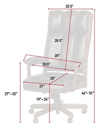 #28279: Executive Chair shown --- Shown with Dimensions