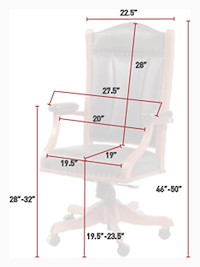 #28280: Arm Desk Chair shown --- Shown with Dimensions