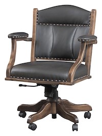 #28282: Low Back Arm Desk Chair shown --- Shown with optional Leather --- Br Maple finished with Cocoa: OCS-122