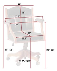#28282: Low Back Arm Desk Chair shown --- Shown with Dimensions