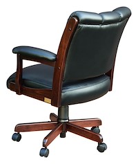#28283: Arm Desk Chair shown --- Back View Shown and with optional Leather --- Br Maple finished with Asbury: OCS-117