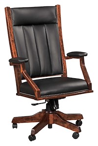 #28286: Arm Desk Chair shown --- Shown with optional Leather --- Cherry finished with Asbury: OCS-117