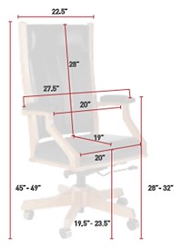 #28286: Arm Desk Chair shown --- Shown with Dimensions