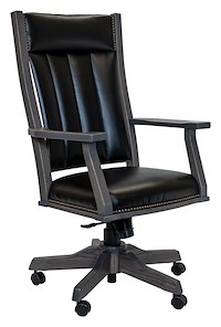 #28287: Office Arm Chair shown --- Shown with optional Leather --- Oak finished with Graystone: OCS-136