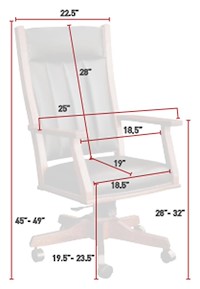 #28287: Office Arm Chair shown --- Shown with Dimensions