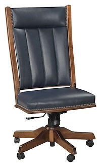 #28289: Side Desk Chair shown --- Shown with optional Leather --- Cherry finished with Cappuccino: OCS-119