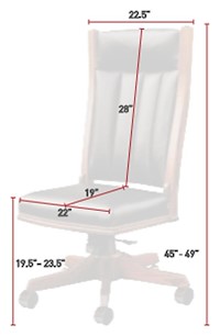 #28289: Side Desk Chair shown --- Shown with Dimensions
