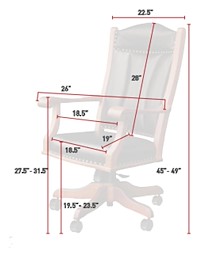 #28290: Office Chair shown --- Shown with Dimensions