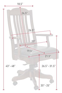 #28291: Royal Desk Arm Chair shown --- Shown with Dimensions