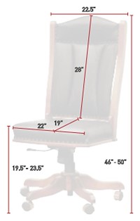 #28292: Side Desk Chair shown --- Shown with Dimensions