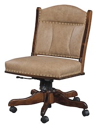 #28293: Low Back Side Desk Chair shown --- Shown with optional Leather --- Br Maple finished with Asbury: OCS-117