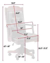 #28294: Starr Executive Arm Chair shown --- Shown with Dimensions
