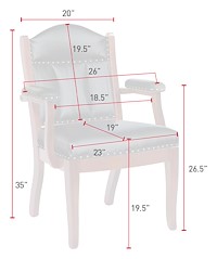 #28300: Low Back Client Arm Chair shown --- Shown with Dimensions 