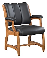 #28304: Client Arm Chair shown --- Shown with optional Leather --- Oak finished with Harvest: OCS-116