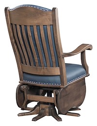 #28324: Swivel Glider shown --- Back View Shown and with optional Leather --- Br Maple finished with Cocoa: OCS-122