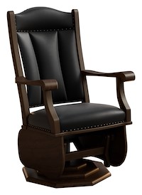#28325: Swivel Glider - Platform Base shown --- Shown with optional Leather --- Br Maple finished with Rich Tobacco: OCS-228