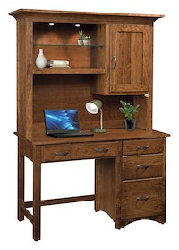 #29255: Single Pedestal shown with #40708: Hutch Top - For Single Pedestal Desk  --- Sap Cherry finished with Tanbark: FC-7136