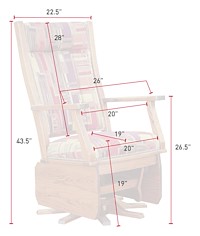 #30029: Swivel Glider - Slat Sides shown --- Shown with Dimensions