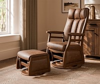 #30035: High Back Swivel Glider - Upholstered Arms shown with #30037: Gliding Ottoman --- Room Setting Shown and with optional Leather