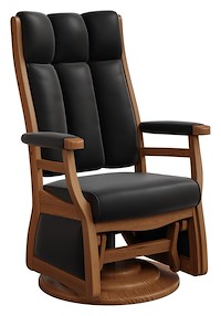 #30035: High Back Swivel Glider - Upholstered Arms shown --- Shown with optional Leather --- Oak finished with Seely: OCS-104