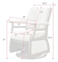 #30036: Low Back Swivel Glider - Upholstered Arms shown --- Shown with Dimensions