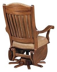 #30038: Swivel Glider - Wide shown --- Back View Shown and with optional Leather --- Oak finished with Asbury: OCS-117